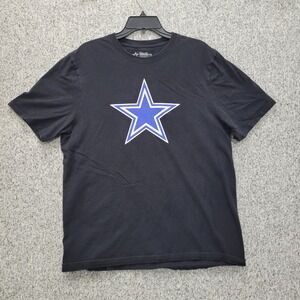Dallas Cowboys Authentic Mens‎ T-Shirt Large Black Blue Star Logo 100% Cotton L